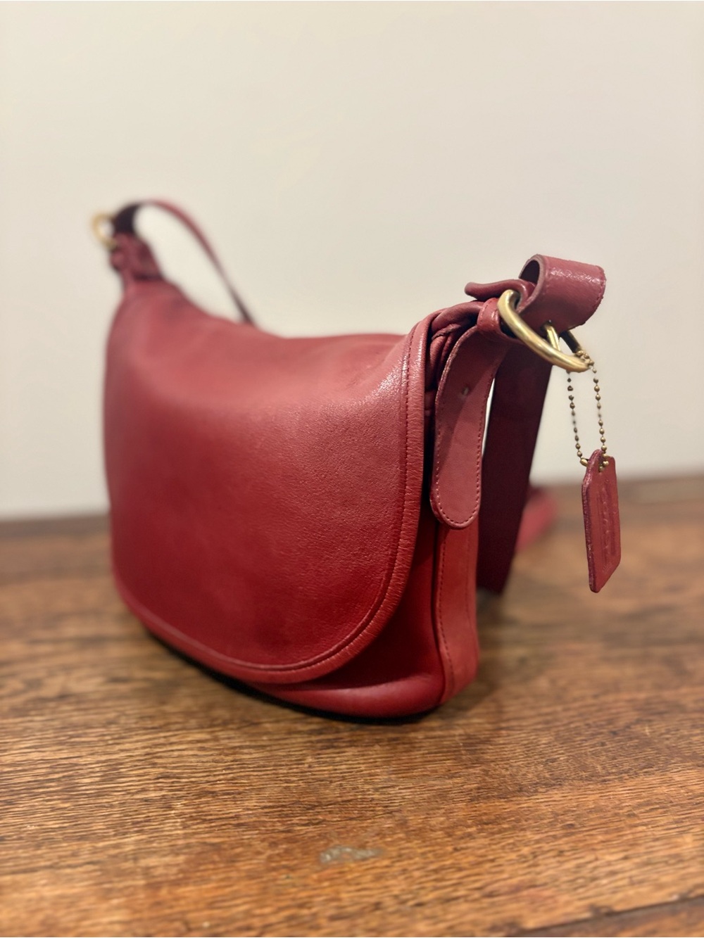 RARE COACH 4150 Red Fletcher Flap Shoulder Bag
